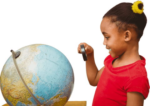 schoolgirl exploring globe with transparent background for learning concepts - Download Free Stock Videos Pikwizard.com