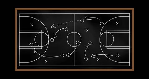 Basketball Strategy Play Illustrated on Blackboard
