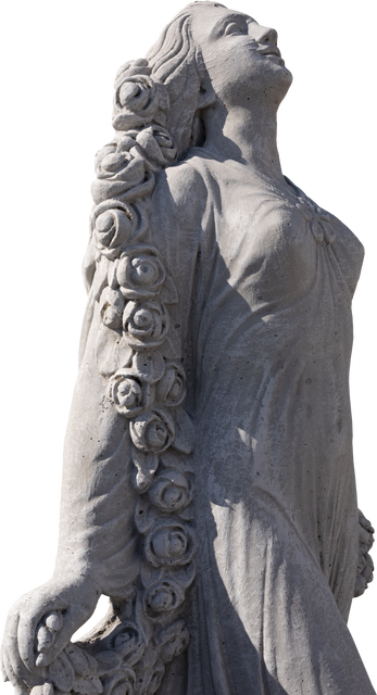 Ancient stone sculpture of woman with floral garland on transparent background - Download Free Stock Videos Pikwizard.com