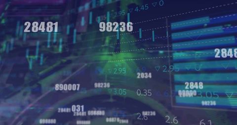 Dynamic Financial Data Overlay with High-Tech Blue Graphic - Download Free Stock Images Pikwizard.com