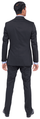 Rear View of Asian Businessman on Transparent Background in Suit