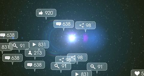 Social Media Metrics Amidst Cosmic Space Background