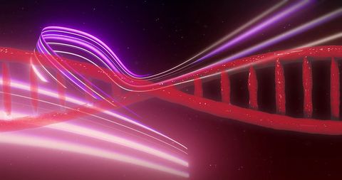 DNA Strand with Vibrant Glowing Light Trails Symbolizing Genetic Technology