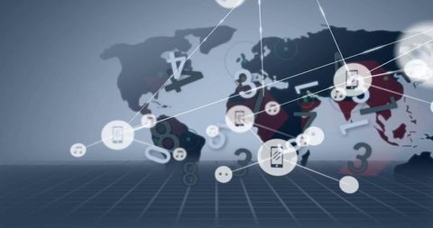 Global Network Connectivity with Technological Interface Icons