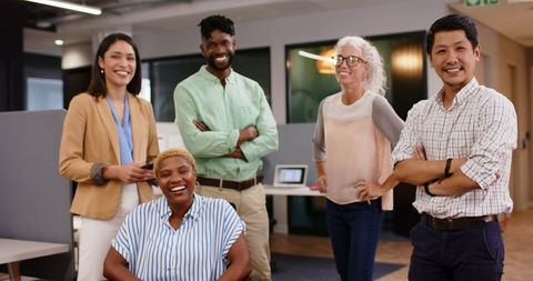 Diverse Team Collaborating in Contemporary Office Setting