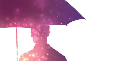 Silhouette of Man with Umbrella and Glowing Lights on White Background - Download Free Stock Images Pikwizard.com