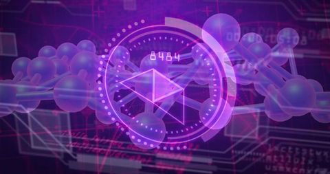 Neon Holographic Blockchain Molecule Prism Interface Projecting Futuristic Data Network HUD