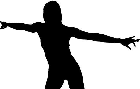 Transparent Silhouette of Woman Stretching for Exercise