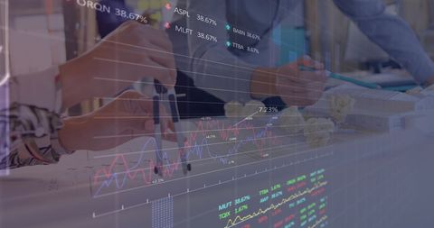 Business analysis with architecture overlays on digital stock market