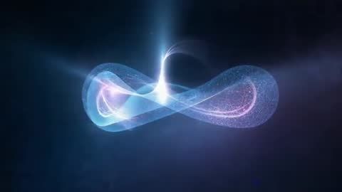 Pulsing Infinity Ribbon Loop Emitting Central Energy Pulse in Cosmic Nebula