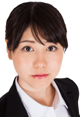 Asian Businesswoman Smiling with Confident Expression on Transparent Background