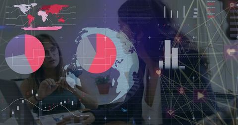 Data analyst using modern technology in futuristic office