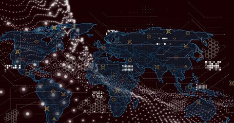Digital Connections and Data Processing over World Map - Download Free Stock Images Pikwizard.com