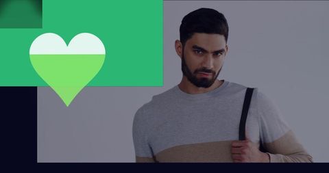 Modern technology layering over serious man