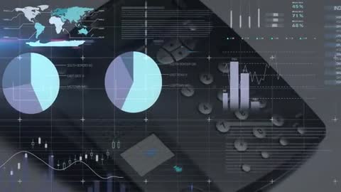 Digital Interface with Data Charts and Analytics Visuals Overlay