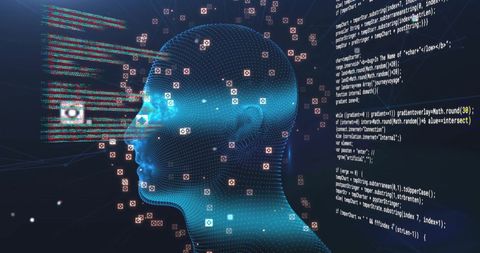 Digital Human Mesh with Data Stream and Code Overlay - Download Free Stock Images Pikwizard.com