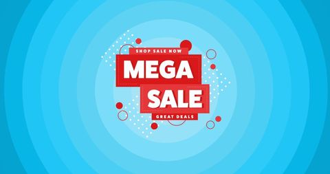Mega Sale Promotion on Vibrant Blue Background