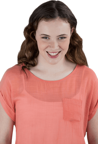 transparent portrait of smiling young woman wearing coral top - Download Free Stock Videos Pikwizard.com