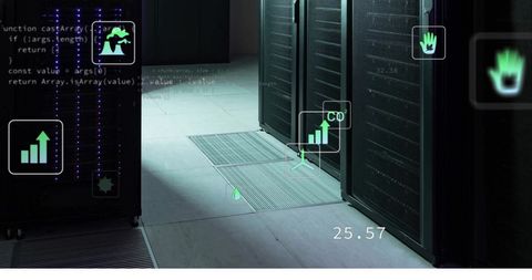 Digital Interface with Ecology Icons in Server Room - Download Free Stock Images Pikwizard.com