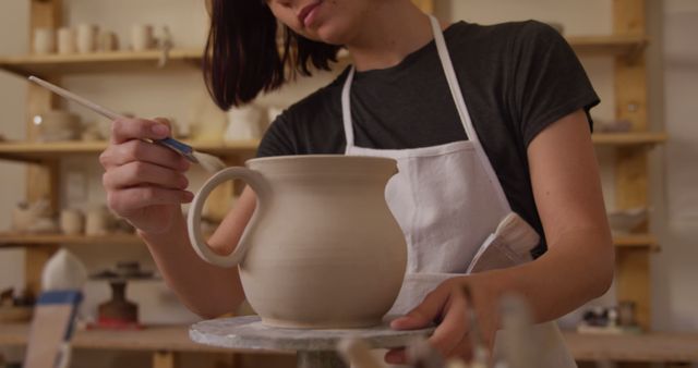 Potter Creating Ceramic Pot in Workshop - Download Free Stock Images Pikwizard.com