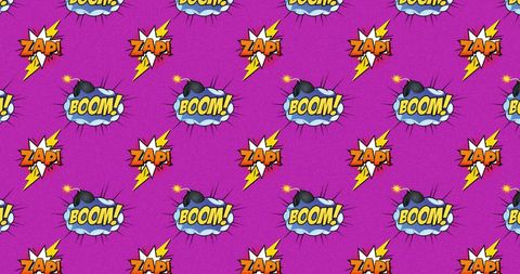 Retro Comic Zap and Boom Elements on Pink Background