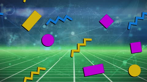 Abstract Geometric Shapes with Financial Data Overlay