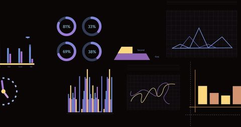 Abstract Data Visualization on Black Background Financial Insights Concept - Download Free Stock Images Pikwizard.com
