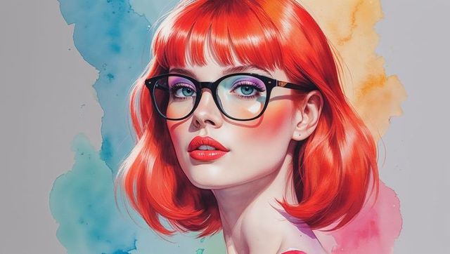 Fashionable redhead with glasses in artistic portrait