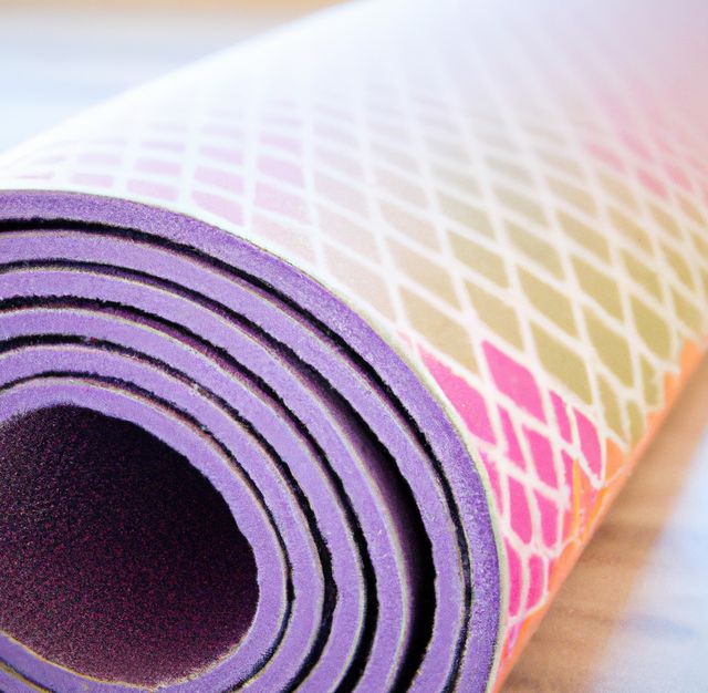 Image of close up of purple yoga mat with pattern - Download Free Stock Photos Pikwizard.com