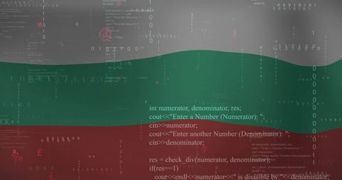 Finance Data Processing Overlaid on Flag of Bulgaria