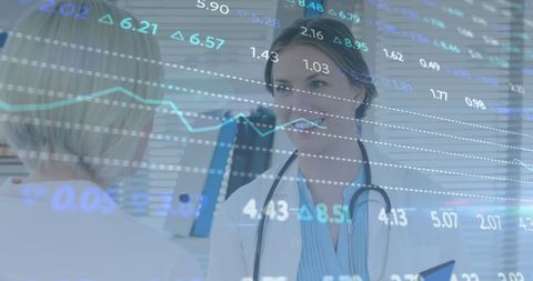 female doctor and patient with digital data overlay - Download Free Stock Images Pikwizard.com