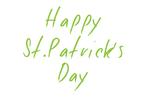 Happy St. Patrick's Day Green Handwritten Text on Transparent Background