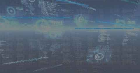 Futuristic digital interface with glowing data streams