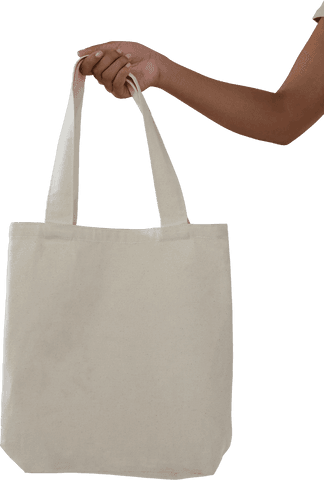 Transparent tote bag displayed by hand for retail concept