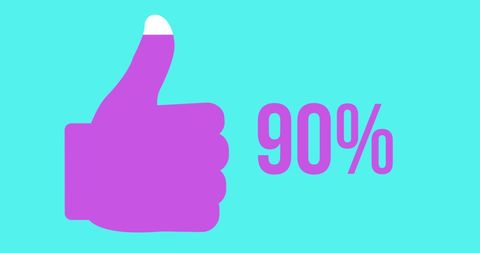 Vibrant thumbs up illustration with 90 percent highlight