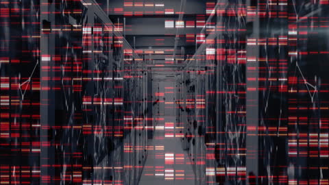 Digital Financial Stock Data with Server Room Background