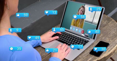 Online Meeting with Social Media Interaction Effects - Download Free Stock Images Pikwizard.com