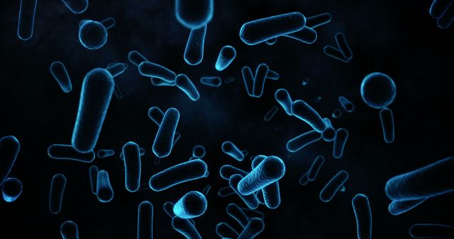 Microscopic Blue Bacteria Floating in Dark Space - Download Free Stock Images Pikwizard.com