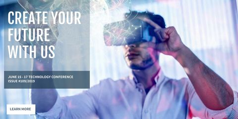 tech conference promotion with man in virtual reality - Download Free Stock Templates Pikwizard.com