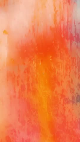 Vertical abstract pigments diffusing and dripping in vibrant orange fluid art loop