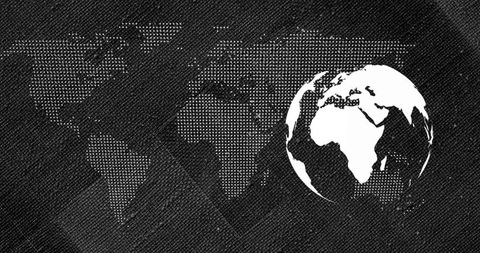 Monochrome Globe Africa Europe Over Halftone World Map Abstract Geometric Background
