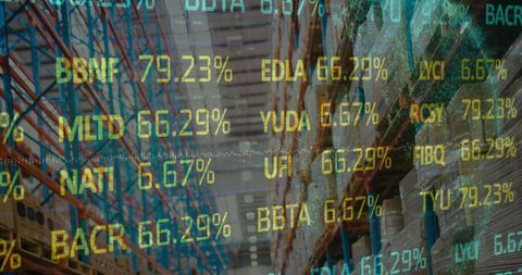 Stock Market Data Overlaid on Industrial Warehouse - Download Free Stock Images Pikwizard.com