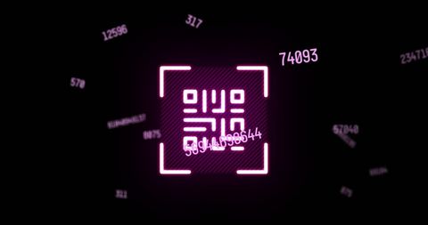 Neon QR Code with Floating Numbers on Black Background - Download Free Stock Images Pikwizard.com