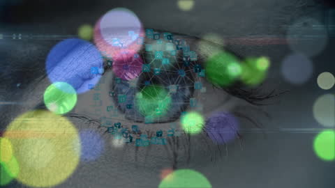 Digital Eye Analyzing Data with Technology Overlay Concept