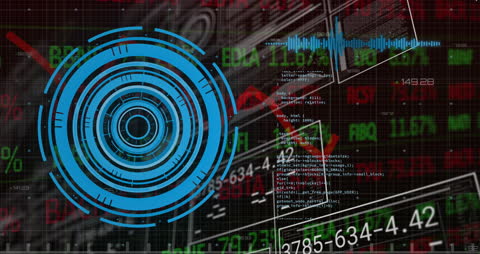 Digital Finance Data Display with Futuristic HUD Overlay