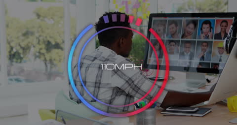 Digital Speedometer Overlay On Business Video Conferencing
