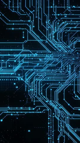 Expanding Neon Circuit Network Vertical Video Loop — Futuristic Blue Digital Grid