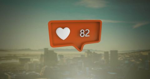 Social Media Like Notification Over Urban Skyline