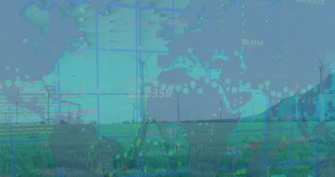 Digital Interface Overlapping Wind Turbines in Field