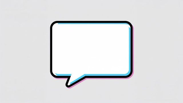 Displaying centered stylized speech bubble with cyan magenta duotone offset outline